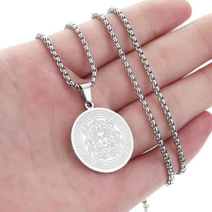 Dainty Mythology Medusa Gorgon Necklace Women Men Ancient Greek Symbol Jewelry Stainless Steel Pagan Necklace Gift