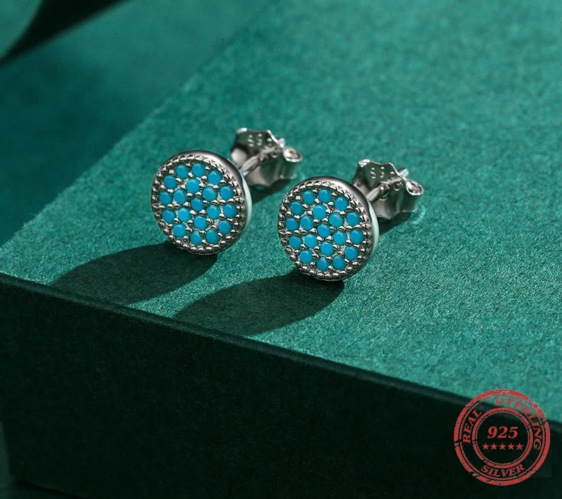 Turquoise 925 Sterling Silver Stud Earrings