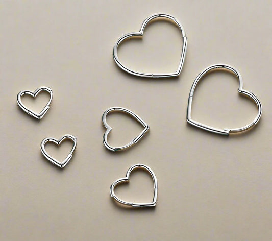 925 Sterling Silver Hearts Shape Simple Elegant Hoop Earrings