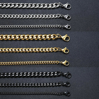 3-11mm Stainless Steel Curb Chain Bracelets