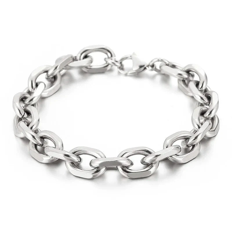 6/10mm Gold Or Silver Stainless Steel Belcher Chain  Bracelet