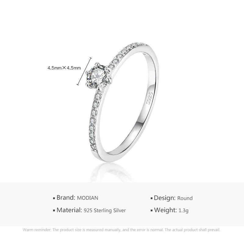 925 Sterling Silver Round Cut CZ Ring