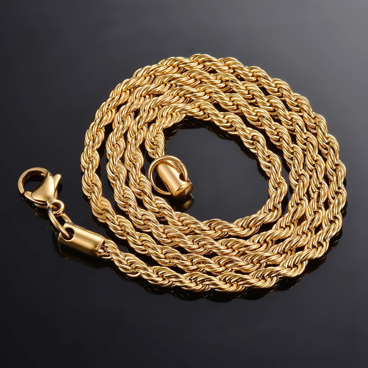 Gold Stainless Steel 2-6mm Rope Chain