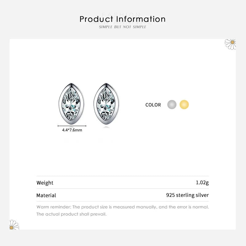 925 Sterling Silver CZ Gold Stud Earrings