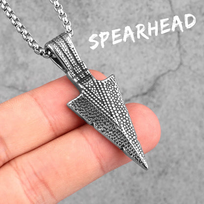 Stainless Spartan Spearhead Pendant Necklaces