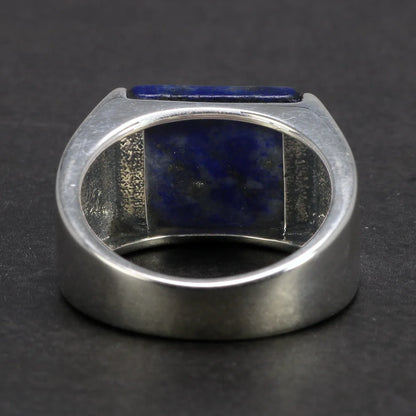 Solid 925 Sterling Silver Square Lapis Lazuli Onyx Ring