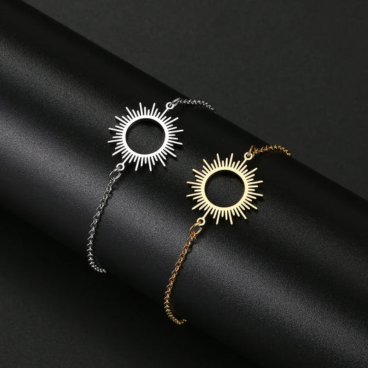 Stainless Sunlight Circle Bracelet