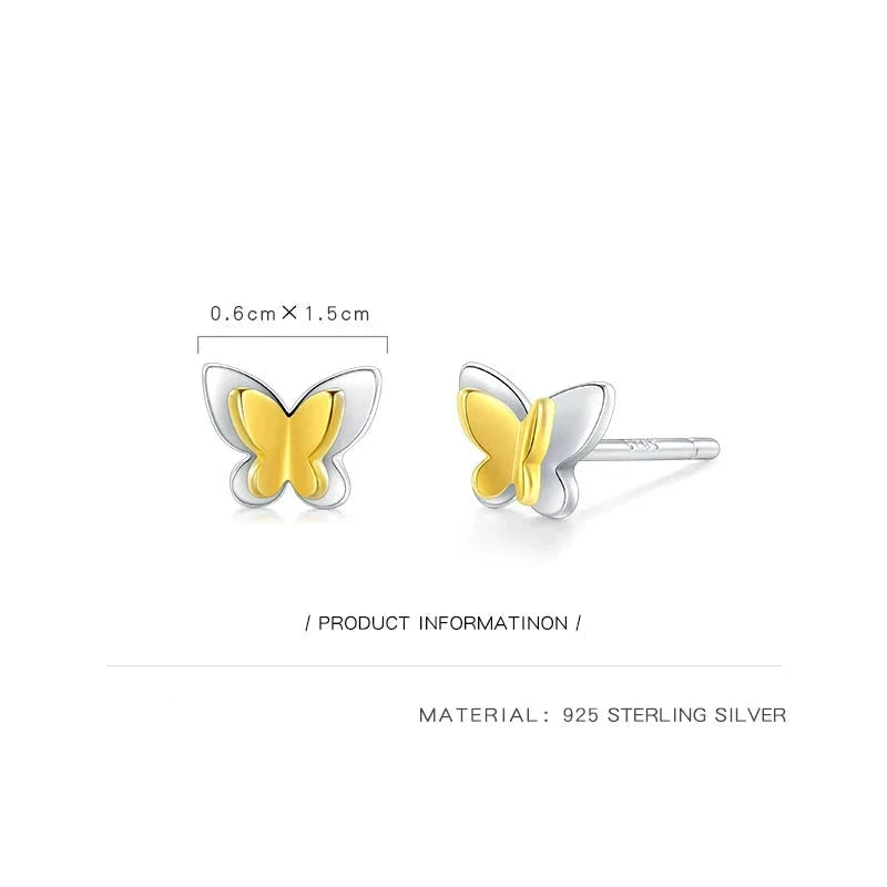 Butterfly Stud Earrings 925 Sterling Silver Earrings