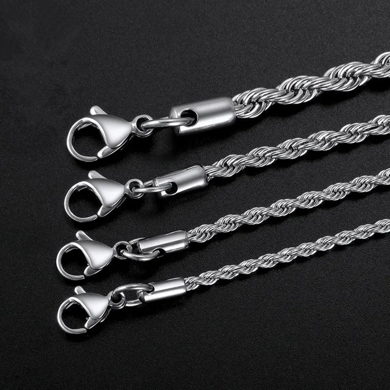 Low price width 3MM 316L stainless steel twisted rope chain necklace Men and women Link necklace Fashion gift jewelry 45-70CM