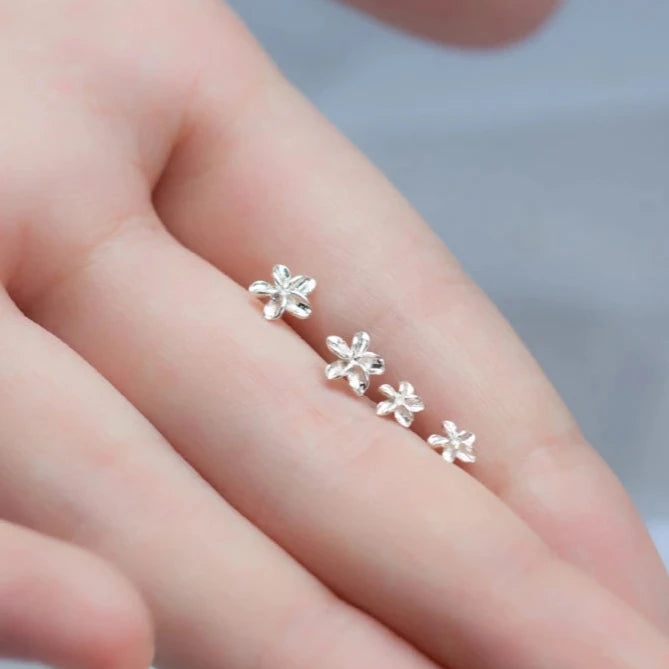 Cute Flower Stud Earrings Classic 925 Sterling Silver