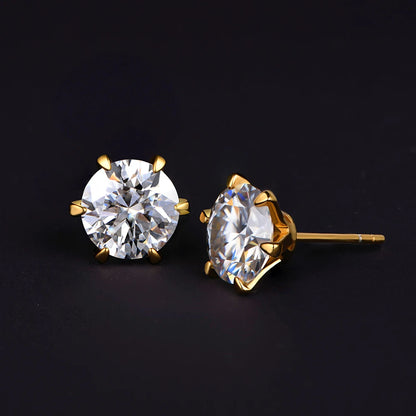 18K Plated 0.5-1 Carat D Color Moissanite Stud Earrings Solid 925 Sterling Silver (Multiple Colors)