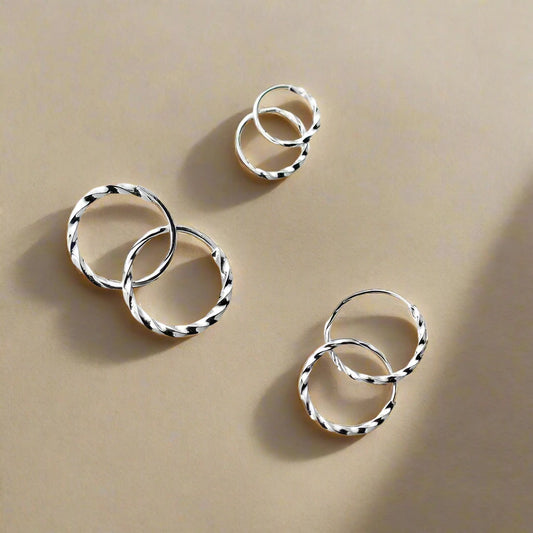 925 Sterling Silver Minimalism Twist Hoop Earrings