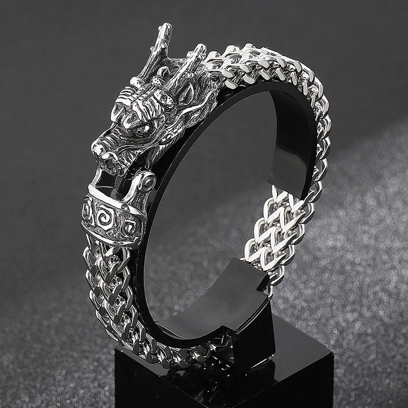 Stainless Steel Braided Mesh Link Dragon Bracelet