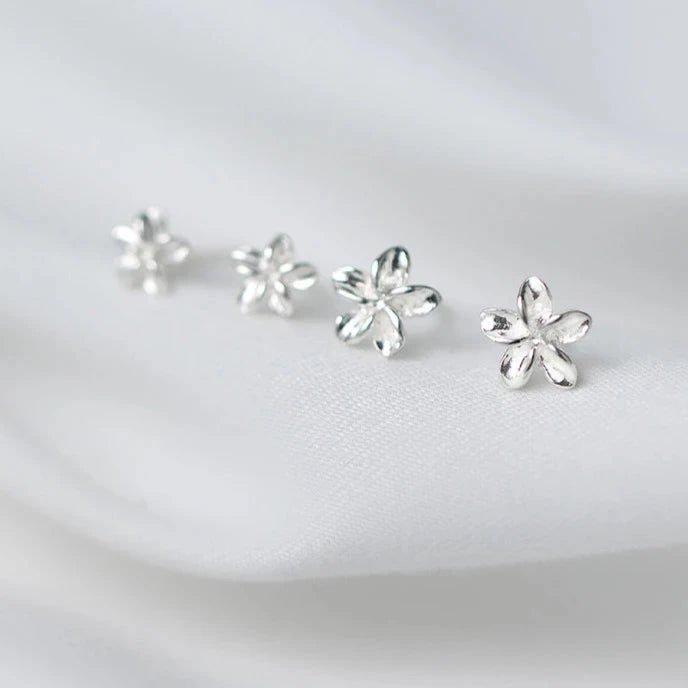 Cute Flower Stud Earrings Classic 925 Sterling Silver