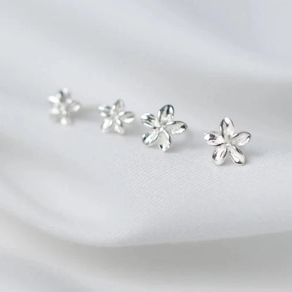 Cute Flower Stud Earrings Classic 925 Sterling Silver