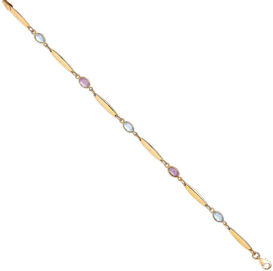 Ladies Bracelet With Amethyst & Blue Topaz