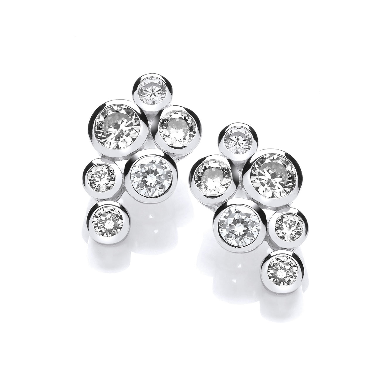 Timeless Rub Over Cz Silver Stud Earrings & Pendant Necklace Set (Can Buy Separate)