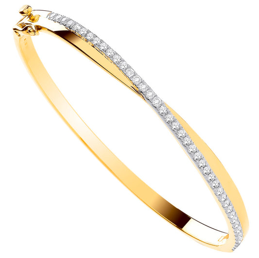 9ct Yellow Gold 1.00ctw Diamond Bangle