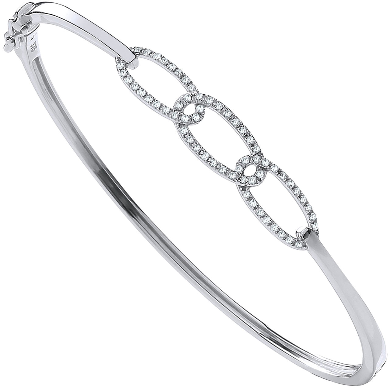 9ct White Gold 0.20ctw Chain Link Diamond Bangle