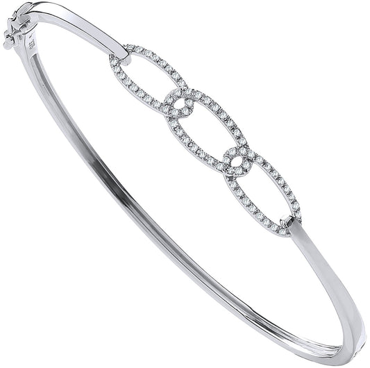 9ct White Gold 0.20ctw Chain Link Diamond Bangle