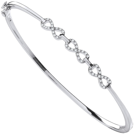 9ct White Gold 0.15ctw Small Infinity Diamond Bangle