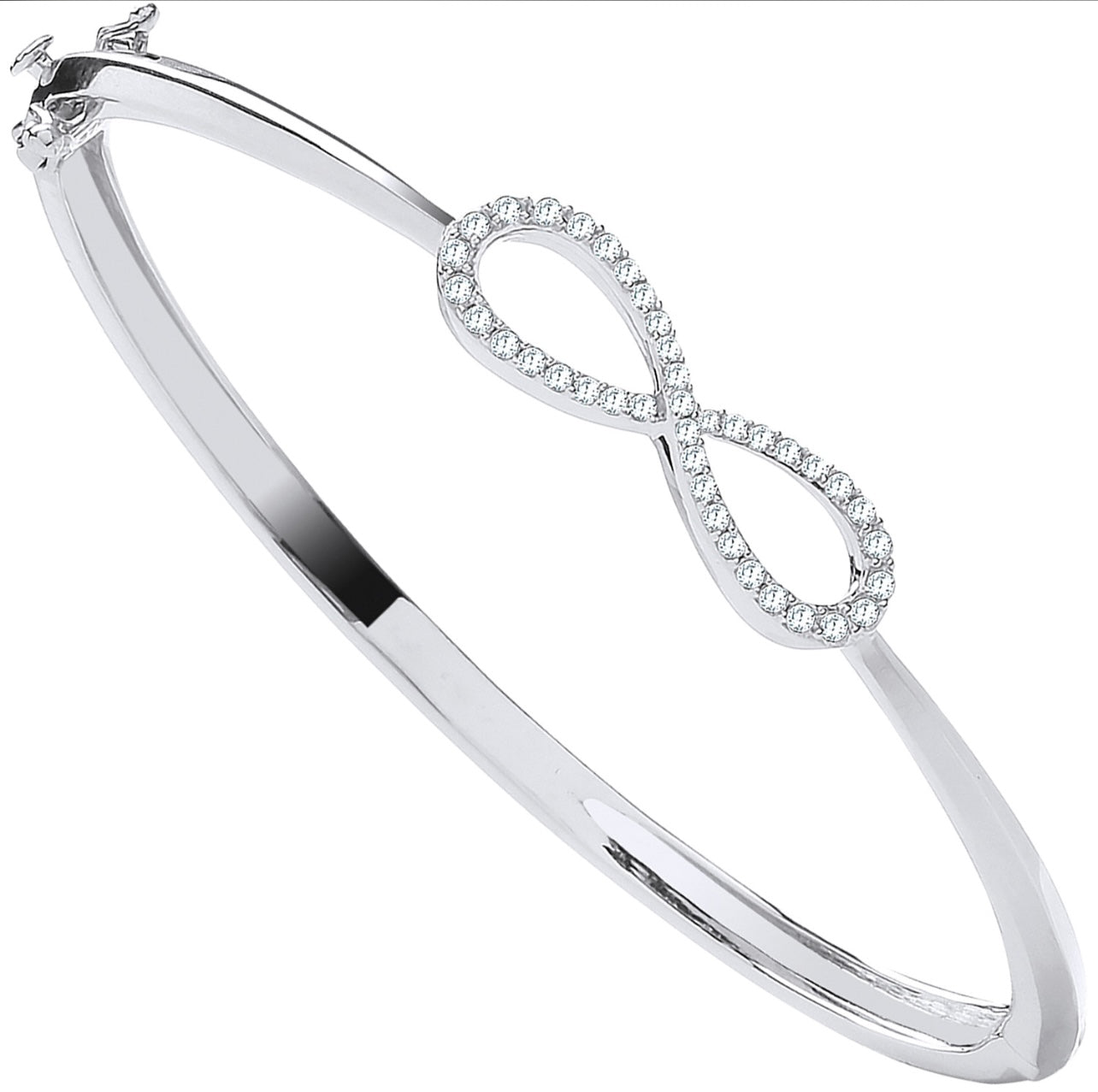 9ct White Gold Infinity 0.45ct Diamond Bangle