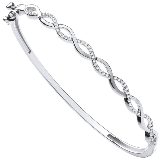 9ct White Gold Entwined 0.33ctw Diamond Bangle