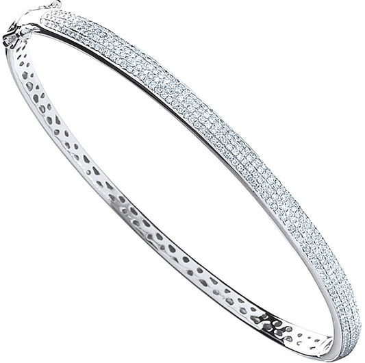 9ct White Gold 0.86ctw Pave Set Diamond Bangle