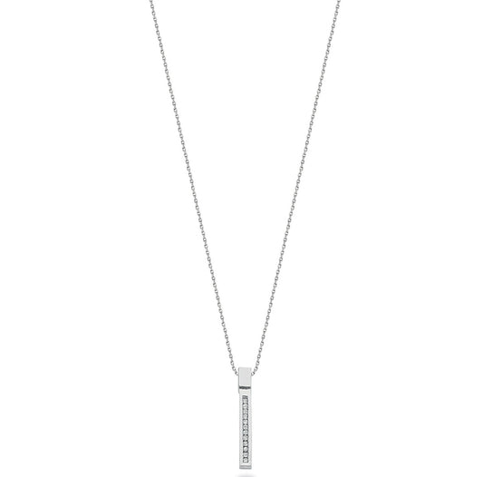 9ct White Gold 0.12ct Diamond Drop Pendant with 18in/45cm Chain