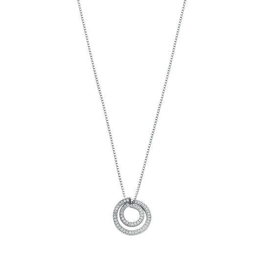 9ct White Gold 0.31ct Diamond Circle Pendant with 18in/45cm Chain