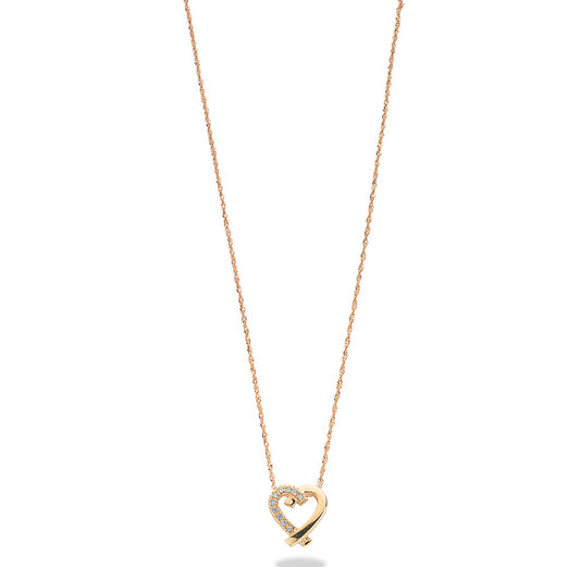 9ct Yellow Gold 0.05ct Diamond Heart Pendant with 18in/45cm Chain