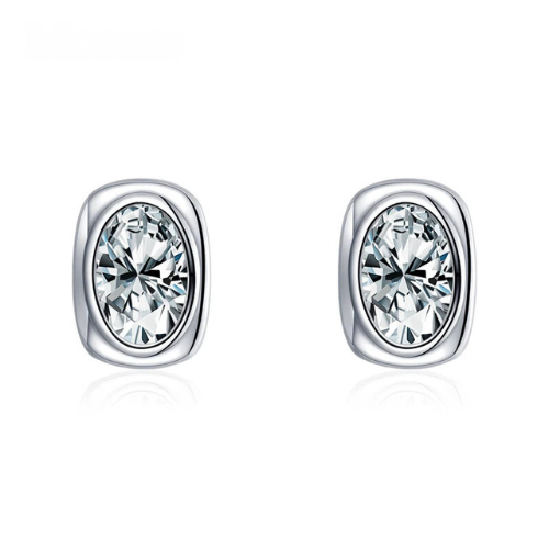 925 Sterling Silver Classic Rectangle CZ Stud Earrings