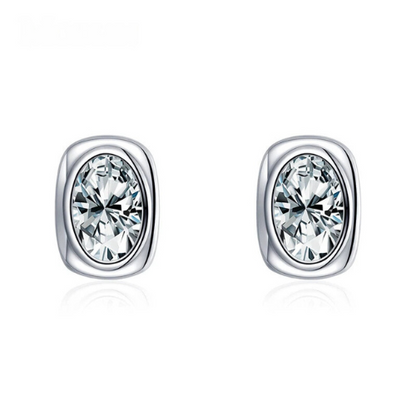 925 Sterling Silver Classic Rectangle CZ Stud Earrings