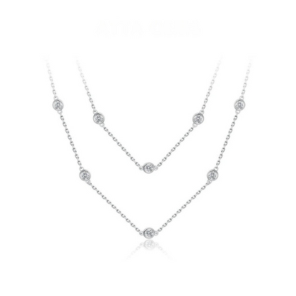 925 Silver Necklace Chain Round Cut 3.5mm D Color Moissanite Necklace