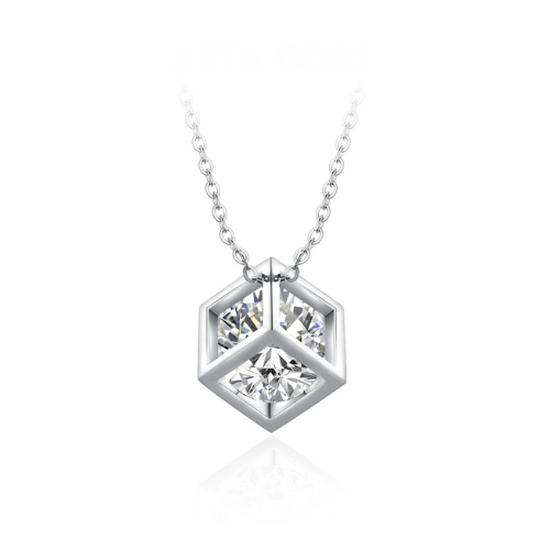 4.0ct D Color Moissanite Necklace for Women 925 Sterling Silver White Gold Plated