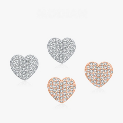 925 Sterling Silver Love Heart Stud Earrings CZ