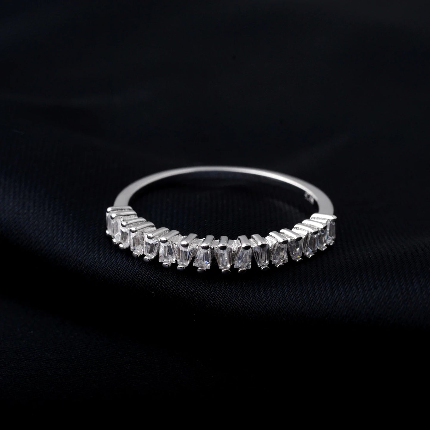 4 Pcs 925 Sterling Silver Bands CZ