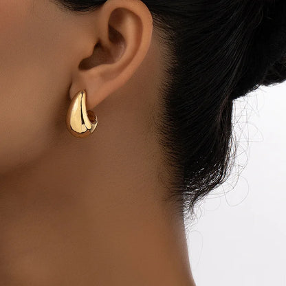 Gold Or Silver Stainless Steel Dome Drop Earrings