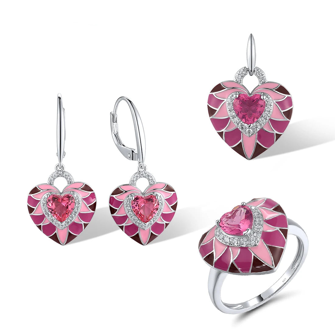 925 Sterling Silver Heart Set