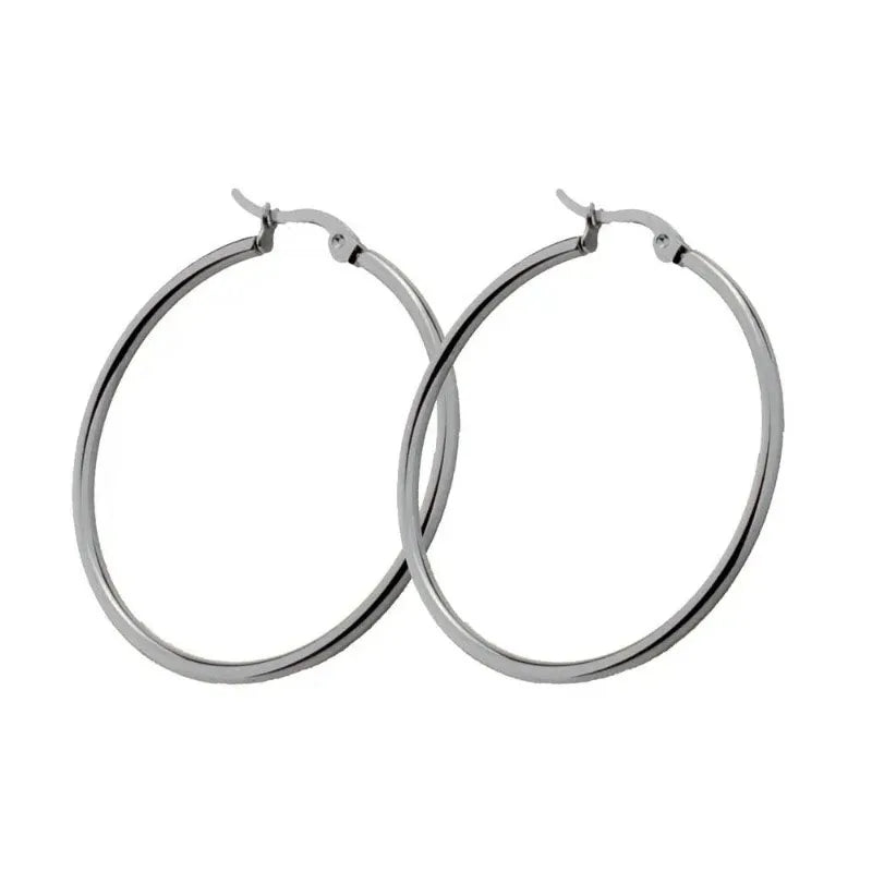 Stainless Steel Simple Classic Round Hoop Earrings