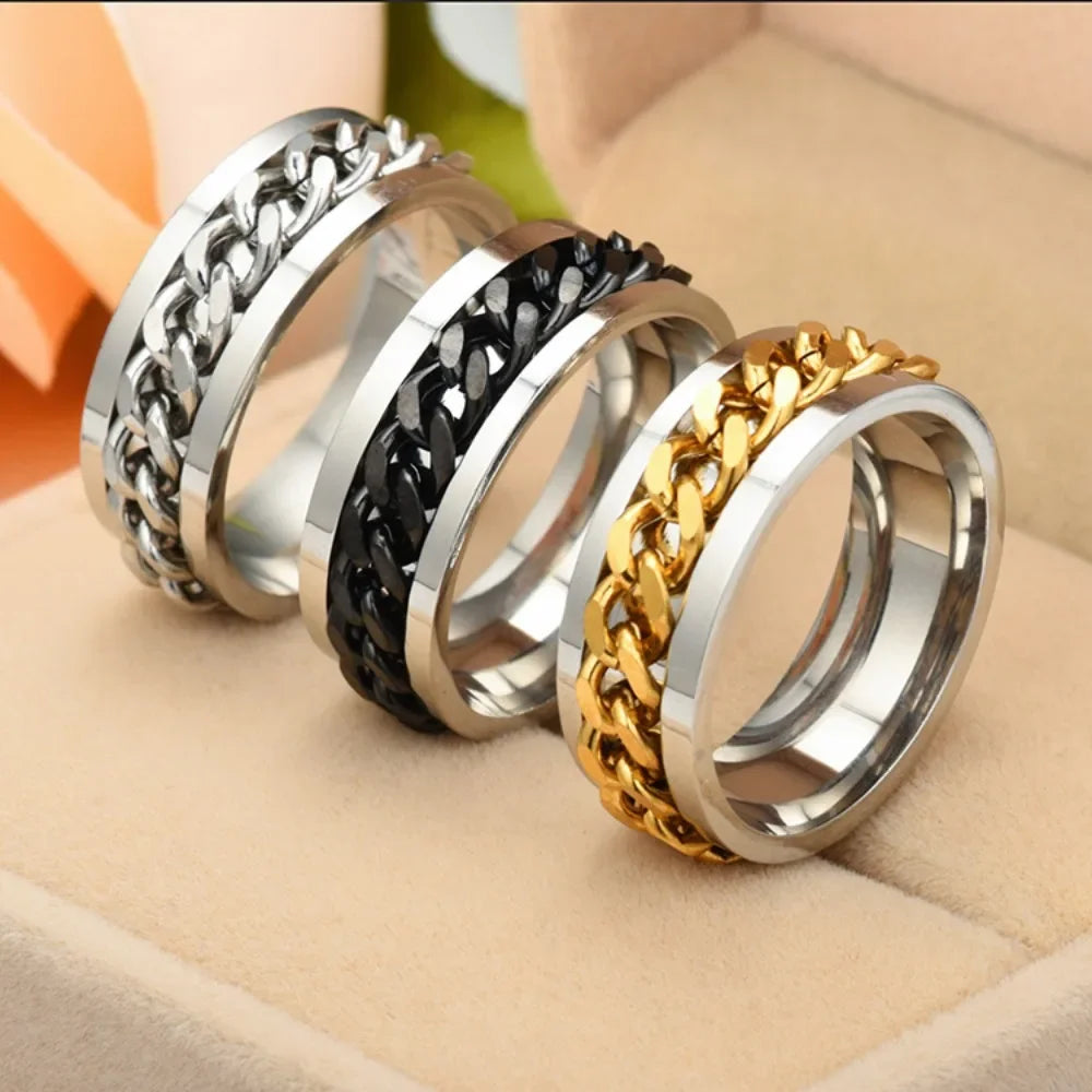 Rotating Chain Stainless Steel Ring