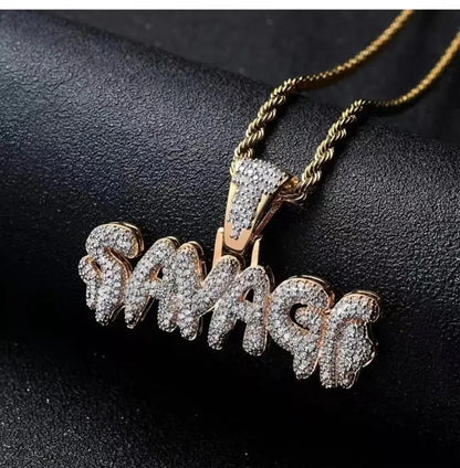 Hip Hop Iced Out Savage Pendant Necklace