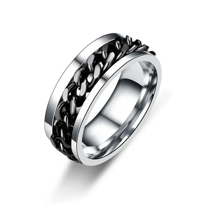 Rotating Chain Stainless Steel Ring