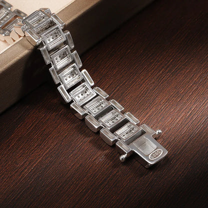 Moissanite Or CZ Watch Style Bracelet 925 Silver