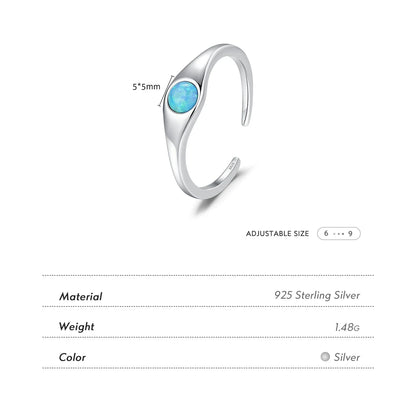 925 Sterling Silver Round Imitation Opal Rings