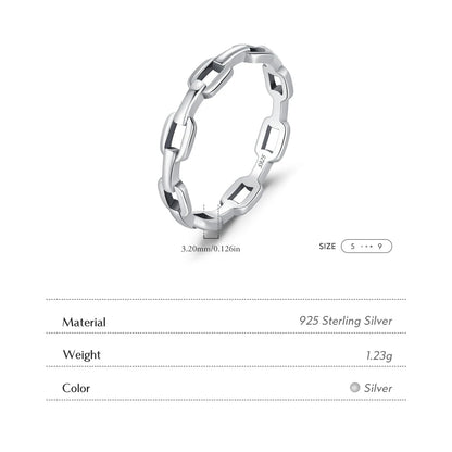 925 Sterling Silver Eternity Chain Ring