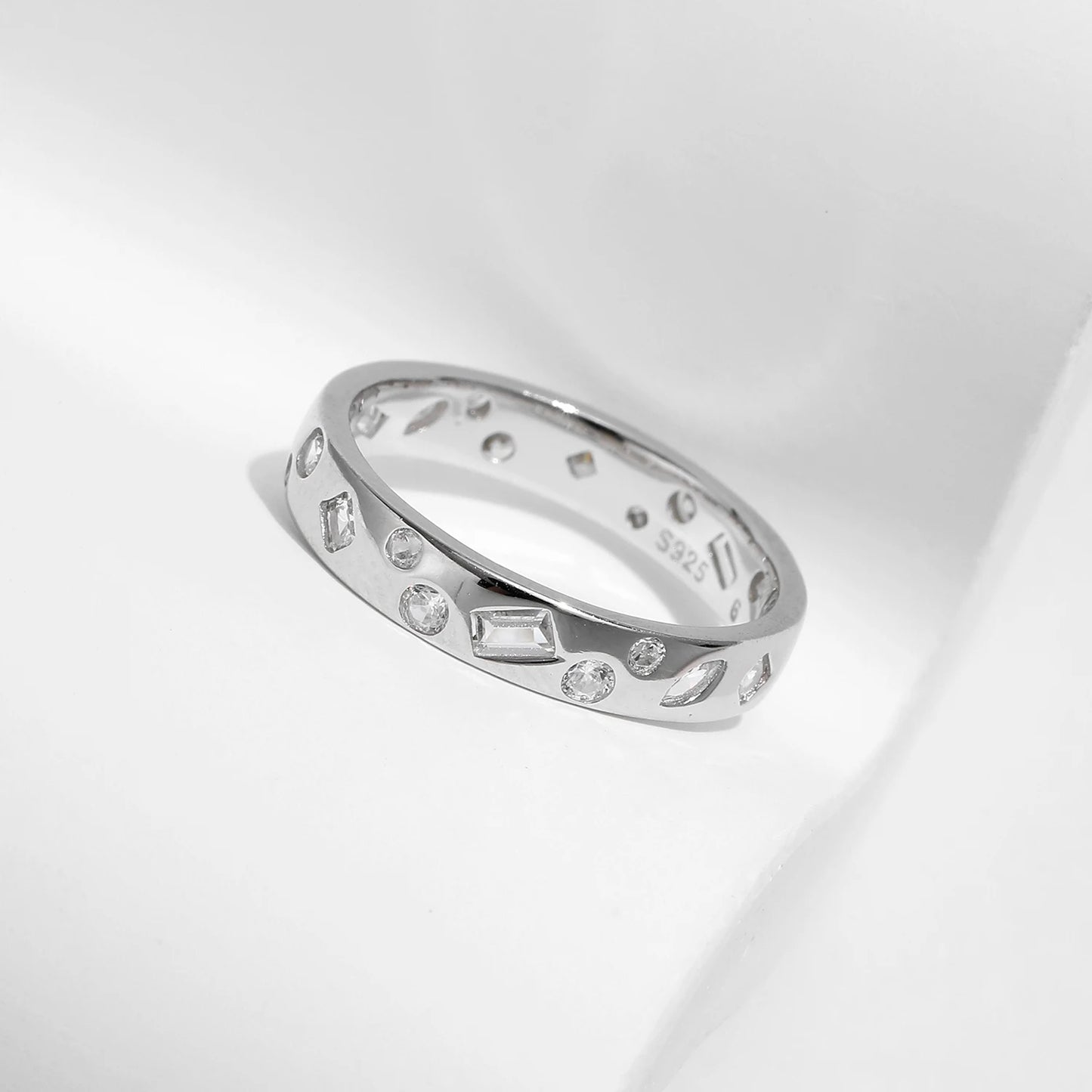 925 Mixed Cut CZ Sterling Silver Ring