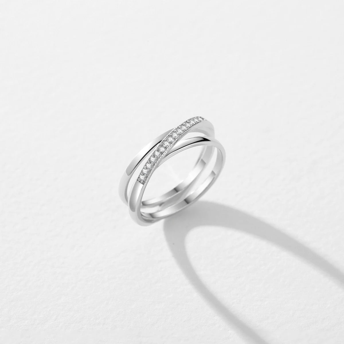 925 Sterling Silver Simple Cross Line Ring