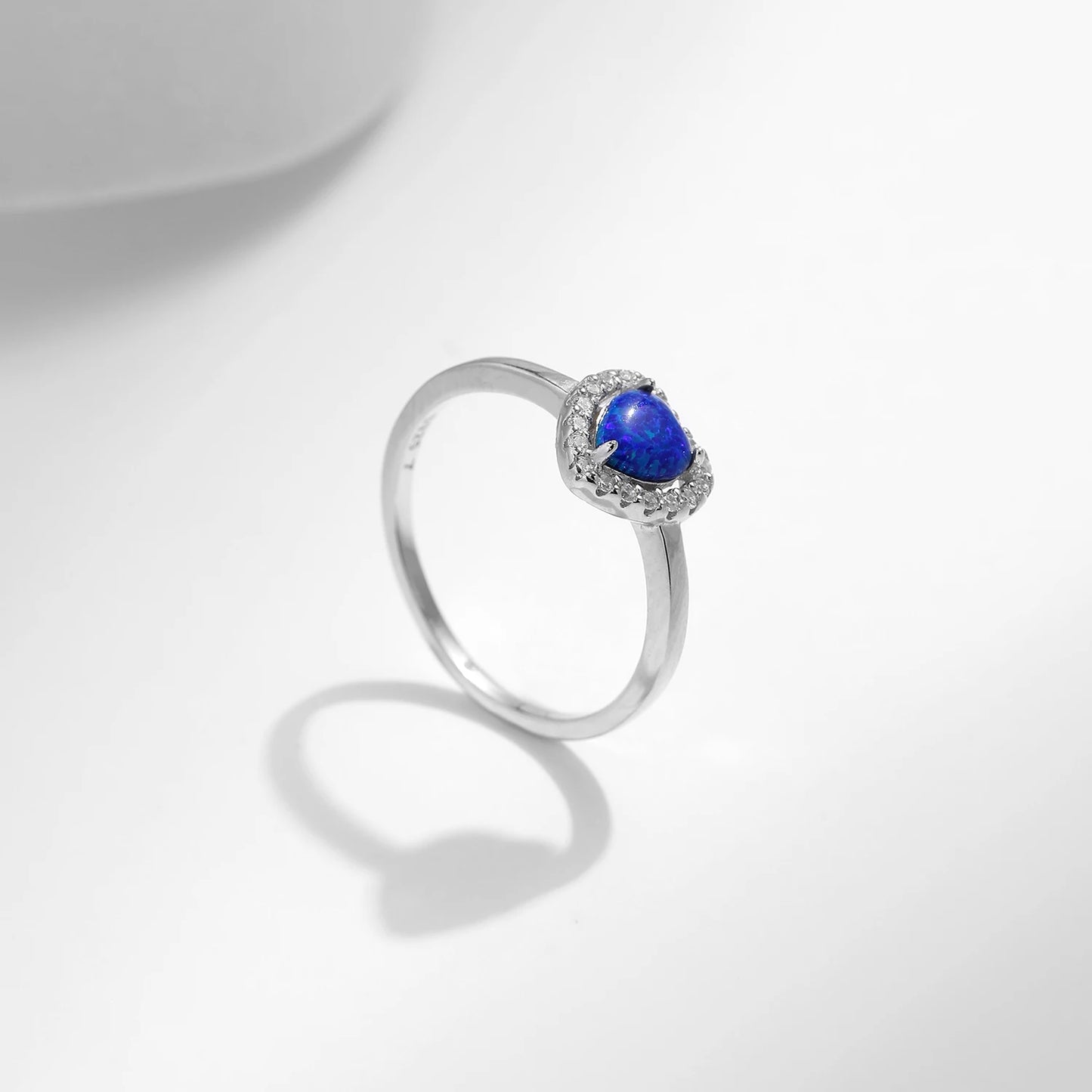 925 Sterling Silver Blue Heart Ring