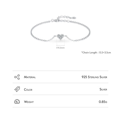 925 sterling silver Heart CZ Bracelet